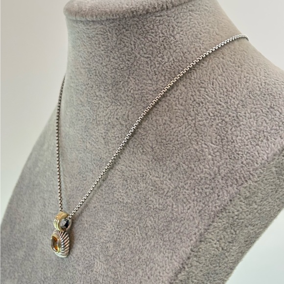 David Yurman Small Albion Pendant Necklace with Citrine 16" - Picture 7 of 9